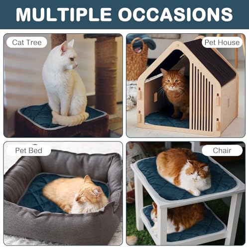 4 Pack Self Heating Cat Pad Self Warming Dog Mat Reflects Body Heat Extra Warm Thermal Pet Pad Washable Dog Cat Bed Crate Bed Mat Blanket(16 x 16 Inch,Blue) - color: Blue, size: 16 x 16 Inch