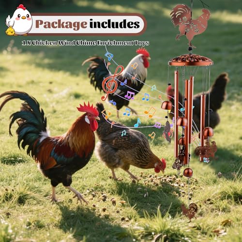 Large Chicken Toys for Coop, Chicken Wind Chime Enrichment Toys, Hanging Chick Peck Toy with Colorful Bells, Home Garden Musical Coop Accessories - style: C