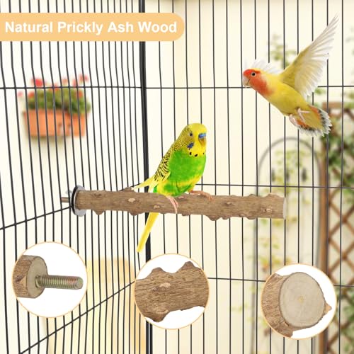 Hypeety Natural Prickly Ash Wood Bird Perch Stand Paw Grinding Perch Toy | Natural prickly ash wood, bark texture for grip, chew-proof and durable, for budgie/parakeet/cockatiel/lovebird, 7.86''/20cm - size: 7.86 inch