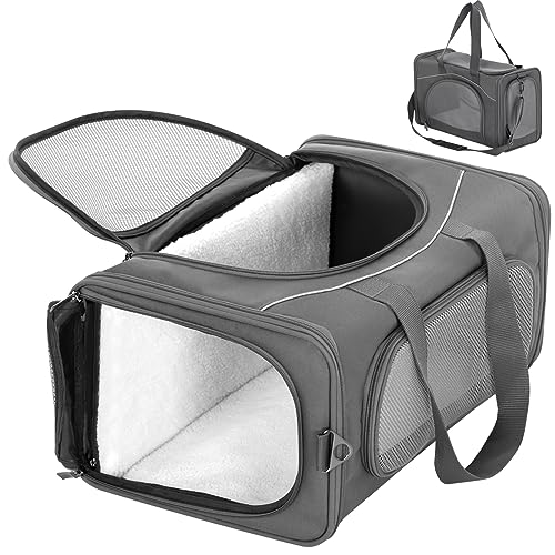 ‌Petsfit Airline Approved Pet Carrier for Small Dogs & Cats, 19x9x12 TSA Approved Carrier, with Removable Dual-Sided Padding (2-Way Placement) - Fits Under Most Airplane Seats, Escape Proof (Grey) - color: Grey, size: 19.0"L x 9.5"W x 12.0"H