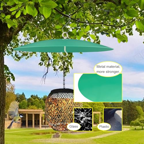Metal Hummingbird Feeder Shade Cover Dome Shield Hang from Bird Feeders 13 Inch Bird Feeder Baffle for Outdoors/Backyard (1pack, Green)