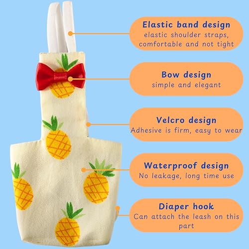 Birds Pigeon Diaper Pants Harness and Leash, Bird Diapers for Pigeons and Leash Harness, Diapers for Birds Cockatiel Parrot, Parakeet Diaper, Pigeon Pants, Parrot Clothes for Bird (XL-Pineapple) - size: XL-Pineapple