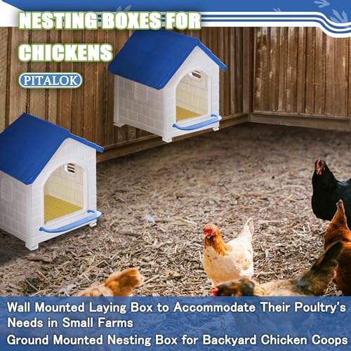 Chicken Nesting Box for Laying Eggs 1/2/3 Pack Large Easy to Assemble Hen Plastic Nesting Box with Washable Nesting Pad for Chicken Coop Wall or Ground Mounted (2 Pack) - size: 2 Pack