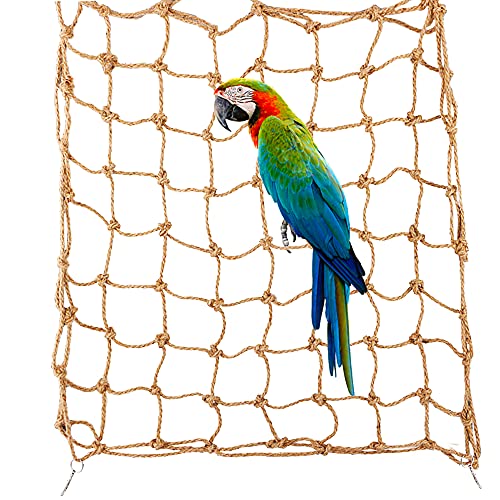 VTurboWay Bird Climbing Net, Parrot Climbing Cotton Rope Thicken Chew Toys Net Hammock Hanging Ladder Habitat for Parrot Cockatoo Cockatiel Macaw African Greys Budgies Parakeet (23.6" x 23.6")