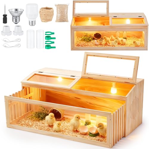 Large Brooder Box Kit for Chick 40 x 16 x 16 in Wooden Brooder with a Pull Out 15in Wide Extension Space, Heating Bulb, Feeder, Waterer, Holds up to 35 Chicks, for Poultry, Duck, Quail, and Small Pet - color: Wooden, size: 40 x 16 x 16 in, style: No Legs