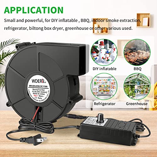 140mm x 40mm Small Centrifugal 12V Squirrel Cage Big Airflow Blower | Dual Ball Bearing, AC 110V-240V Variable Speed Controller, DIY Inflatable/Replacement/Cooling/Ventilation/Exhaust Projects - style: 140mm X 40mm