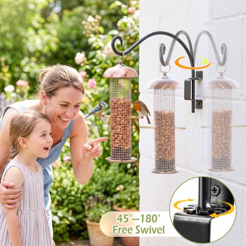 Lifyzoon Swivel Bird Feeder Hanger: 180° Heavy Duty Outdoor Hook Basket | 50 lb Capacity, 180° Smooth Swivel for Bird Viewing, Rust-proof Coating, Outdoor Garden Display, Hardware Included - size: 12 Inch