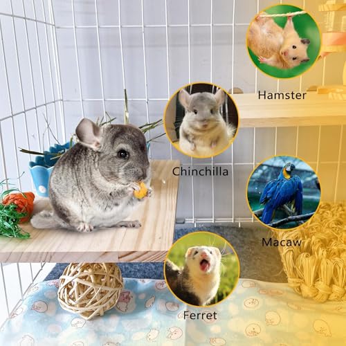 2PCS Chinchilla Wooden Platform Ledge 13 × 8 ’’ Large Bird Perch Stand Shelf Platform for Ferret Bunny Guinea Pig Conure Hamster Parrot Macaw Cockatiel - size: 13×7.9''