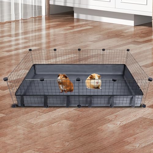 Guinea Pig Cage Liner Pet Bedding Base Waterproof Oxford Guinea Pig Cage Bottom Suitable for C & C Cage Panel (No Cage)（24x48 Inch）, gray - size: 48.0"L x 24.0"W x 4.3"H