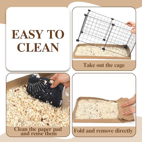 12 Pcs 49.2" x 25.6" Disposable Guinea Pig Cage Liners 4 x 2 ft Cage Disposable Bottom Waterproof Kraft Paper Liner Bag for Guinea Pigs Bedding Small Animal Pet Supplies