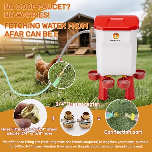 Automatic Chicken Waterer,Float-Controlled Large Watering System with Stainless Steel Metal Hose,Suitable for Quail,Ducks,and Other Poultry