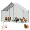 VEVOR Large Metal Chicken Coop,9.8 x 3.3 x 6.6 ft, Walk-in Chicken Run House with Waterproof Cover & Sturdy Frame, Spire Roof Poultry Cage Duck Pen for Rabbit Hen Goose Outdoor Backyard Farm Use - size: 118.1"L x 39.4"W x 78.7"H