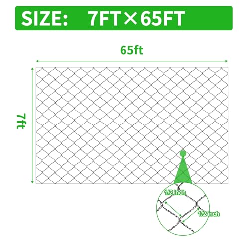 Deer Fence Netting 7.5x65 FT, Heavy Duty Bird Netting for Garden | Strong Woven Netting for Garden Protection, Plants, Fruit Trees, Blueberry Bushes, Vegetables, Chicken Coops & Porches - size: 7.5x65FT-1/2inch