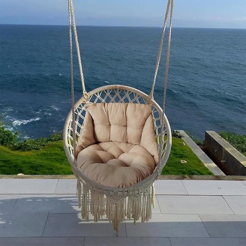 Hammock Chair Cushion, Hanging Basket Egg Chair Cushion Round Seat Thick Nest Back Pillow for Patio Garden Swing Chair Seat Pads (Only Pads) (Brown) - color: Brown