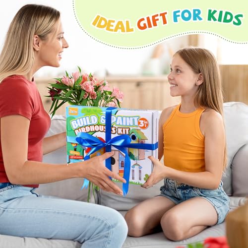 JMMICO 3 Pack Bird Houses Kits for Kids, Wooden Painting Arts and Crafts for Kids Ages 8-12, Build & Paint Your Own Bird Houses and Wind Chime Kits, Toddlers Easter Gifts for Girls Boys - size: 3PCS