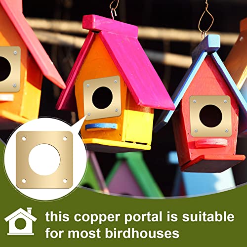 Hotop 18 Pcs 1 1/8'' Opening Metal Bird House Guard Portal Bird House Hole Protector with Copper Open Protector Guards for Eastern Bluebird Rooms Sparrow Houses(Opening) - size: 1 1/8'', style: Opening