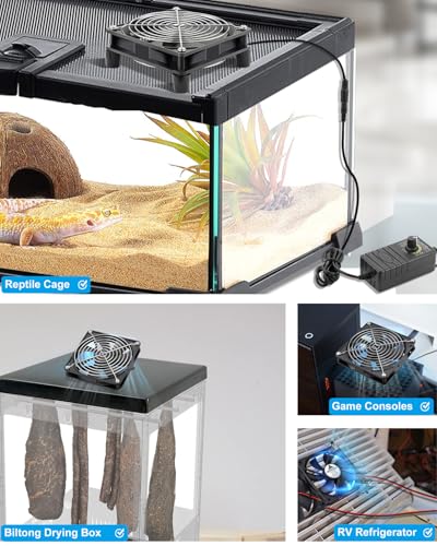 GDSTIME 140mm Computer Fan with AC Plug Variable Speed PC Fan w/Controller | 110V 120V 220V, High Speed, for Xbox, Biltong Box, Keezer, Grow Tent, Reptile Cage, DIY Cooling Ventilation Exhaust Projects - size: 1425 w/ Speed Controller