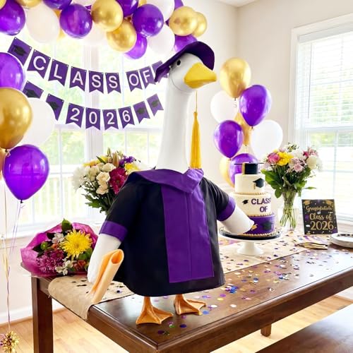 Abbylike Graduation Porch Goose Outfits Lawn Goose Clothes with Graduation Cap and Gown Fits Large 23'' Cement Statue - style: Graduation Season