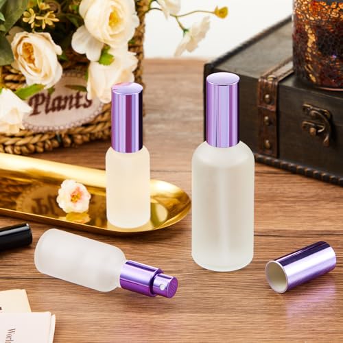 Roshtia 30 Pcs Glass Spray Bottle Clear Empty Bottles Small Refillable Reusable Perfume Bottle with Fine Mist Sprayer Pump for Face Body Travel(3.4 oz,Purple) - color: Purple, size: 3.4 oz