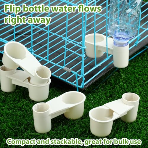 LemonRoad 24 Pcs Bird Drinker Feeder Cups Plastic Water Bottle Cup for Cage Ideal for Pigeon Bottle Chicken Quail Poultry Waterer Accessories (White) - color: White
