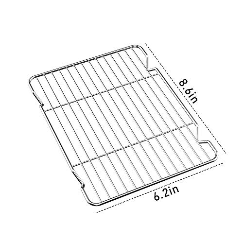 Stainless Steel Cooling Racks, Set of 3, 8.6L x 6.2W x 0.5H Inch, Wire Racks for Cooking, Baking, Roasting, Grilling, Dishwasher Safe - size: 9 inch