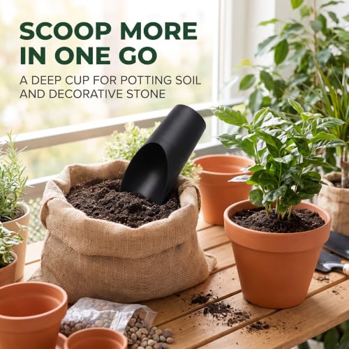 Bonsai Soil Scoops, Plastic Garden Soil Scoops, Black, Classic, Ergonomic Grip