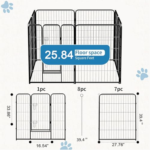 NEWBULIG Dog Playpen Indoor 40 Inch 8 Panels, Metal Outdoor Dog Fence Pen | Heavy Duty Metal Exercise Pen, Foldable Portable, RV Camping, Yard Garden, Small Medium Large Dogs Pet Pen - color: Jet Black, size: 40IN