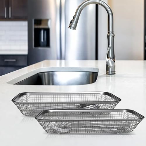 Utensil Drying Rack, 2 Pack Utensils Holder Dishwasher Silverware Basket | Compact Dish Rack, Kitchen Counter Drainer, Chopsticks, Spoons, Forks, Knifes Organizer - size: 2pcs Small