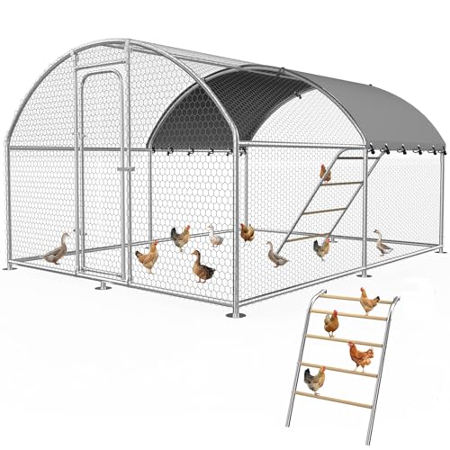 Large Metal Chicken Run for Yard with Cover, Heavy-Duty Chicken Coop Pen | 13.2 x 9.8 x 6.4 FT Outdoor Walk-in Chicken Run Enclosure for 10-20 Chickens, Outdoor Duck House & Rabbit Cage - size: 157.5"L x 118.1"W x 78.0"H