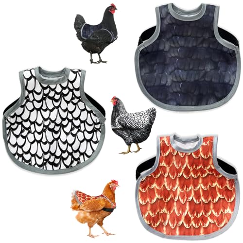 3-Pack Chicken Saddle for Hens, Back Protector Aprons | Adjustable strap design shields hen plumage during mating & flock activity, backyard poultry farm daily accessory