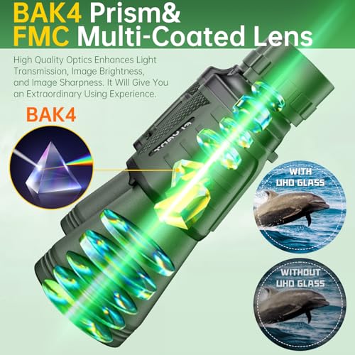 20x50 High Powered Binoculars for Adults, Waterproof Binoculars with Low Light Vision for Bird Watching Hunting Camping Travel Cruise Hiking Sports Stargazing, Gifts for Men Dad - color: Green