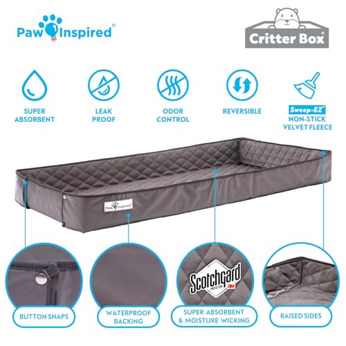 Paw Inspired Critter Box Cage Liner, Raised Sides, C&C 2x4 (12 Inch Grids) | Washable Fleece Bedding for Guinea Pigs Rabbits, Hamsters, Small Animals, Edge Protected Pee Pads - size: 2x4 (12" Grids)