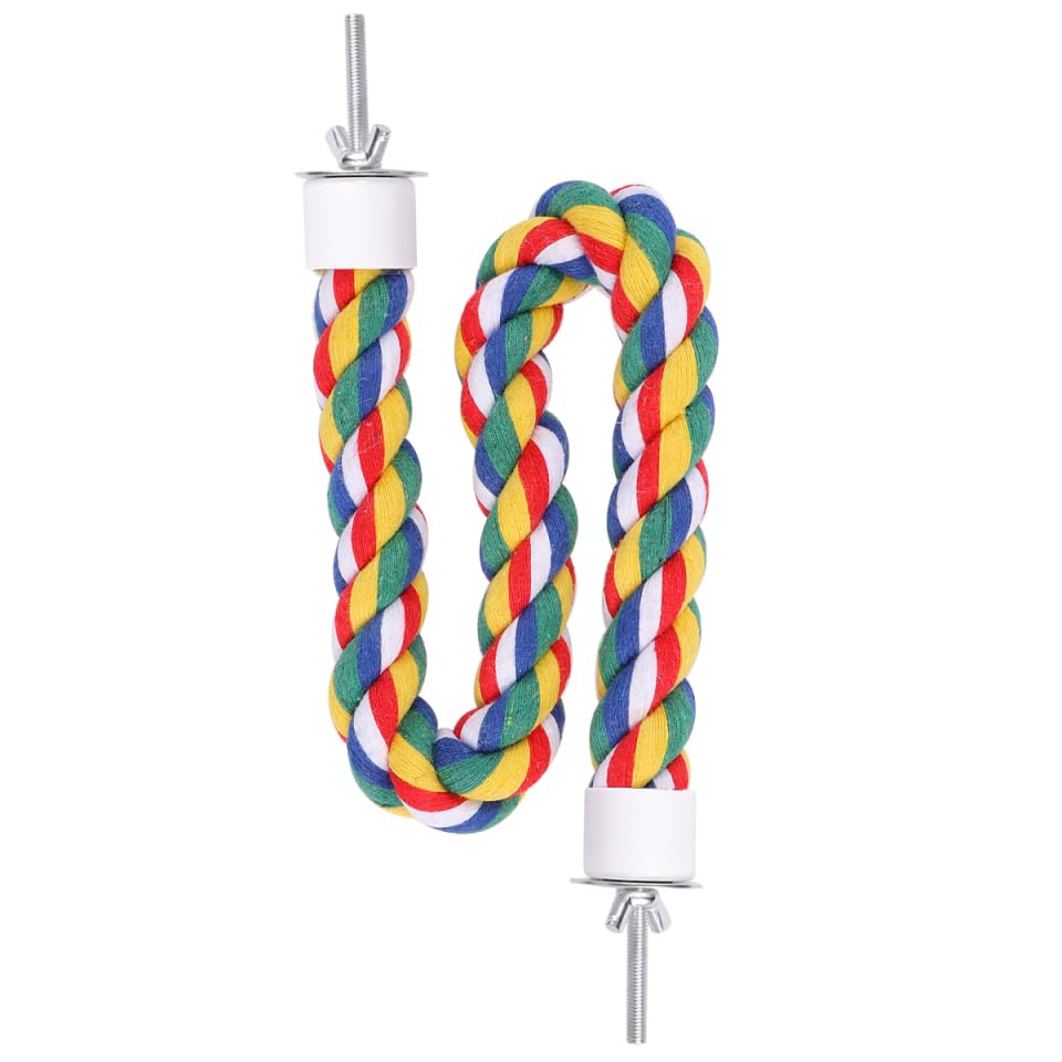 Parrot Rope Climbing Toy 18.5 Inch Cotton Rope Perch for Birds Cage Exercise and Chewing Toy for Parrots Cockatiels - size: 40cm
