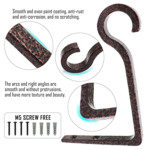 6inch Al-Alloy Hanging Plant Bracket Bronze hammertone 2 Pack | Rust-proof | Max 22lb Load | Shepherd Hooks | Hanging Bird Feeder, Lantern, Flower Basket, Outdoor Indoor, Screws & Anchors - color: Bronze hammertone, size: 6in Aluminum Alloy