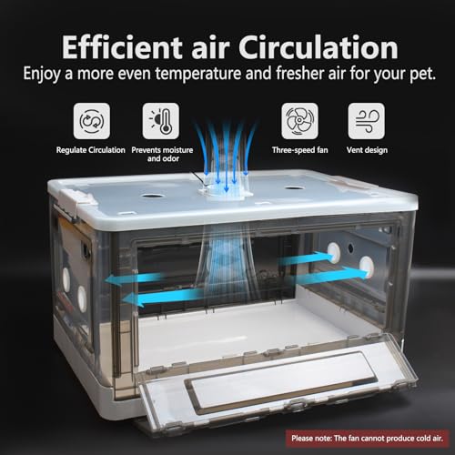 Puppy Incubator with Heating and Fan, Ideal Incubator for Puppies and Kittens, Ensures Good Ventilation and Temperature Control for Newborn Pets (85L)
