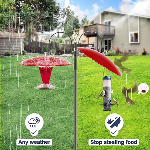 13" Hummingbird Feeder Dome Guard,Bird's Feeder Rain Cover,Squirrel Proof for Bird Feeders Pole, Smart Bird Feeders Umbrella(Bright Red), 2Pack - color: Bright Red, size: 13Inch / 2 Packs