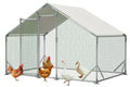 Metal Chicken Coop 10x6.6x6.56ft Walk-in Poultry Cage for 5-10 Chickens Chicken Run Hen Rabbit Duck House with Waterproof Cover for Outdoor Farm Use - size: 79.2"L x 120.0"W x 78.7"H
