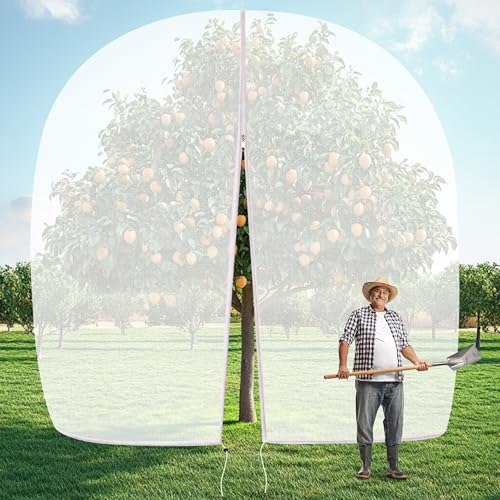 10 X 14FT Large Fruit Tree Netting for Protecting Fruit from Squirrels Birds Bug Pests, Tree Net for Fruit Trees with Zipper and Drawstring Bird Netting Covers for Blueberry Cherry Peach Apple Bushes - size: 10FT x 14FT