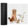 Welded Wire Fence 24inx50ft, 16GA, Mesh Size 2" x 3" Black Hardware Cloth, Chicken Wire Fence, PVC Coated Garden Border Fencing, Vinyl Coating Metal Wire Mesh for Yard, Dog Vegetable, Plant - size: 24inx50ft