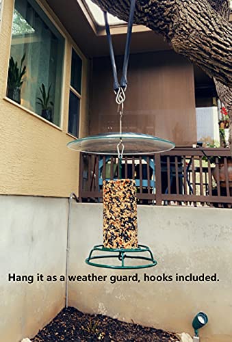 2 Pack 13 1/2 Inch Clear Glass Squirrel Baffle Weather Guard for Shepherd Hook or Bird Feeding Station Pole or Hanging Bird Feeders