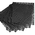 12” x 12” Drainage Interlocking Floor Mats 8 Pack for Outdoor and Indoor | Non-Slip Pool Deck Drain Mats Soft PVC Splicing Modular Cushion Rubber Flooring Tiles with Holes for Basement Garage Shed - size: Black