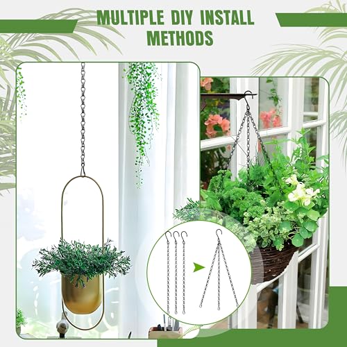 4-Pack 25.5 Inch Hanging Chain with Hooks for Hanging Bird Feeders, Birdbaths, Planters, Lanterns, Wind Chimes, Baskets, Billboards, Decorative Ornaments, Outdoor Indoor Use (Black)