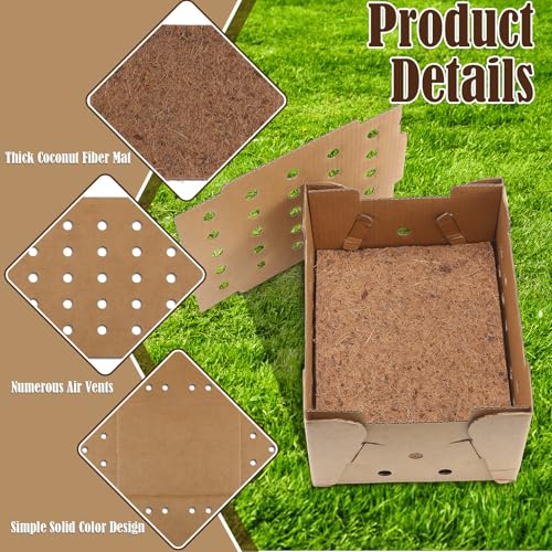 Feifeiya 10 Set Poultry Baby Chick Shipping Boxes with 10 Coconut Blankets Live Bird Shipping Boxes Cardboard Pet Carrier Hold 25 Chickens for Poultry, Pigeons, Canaries