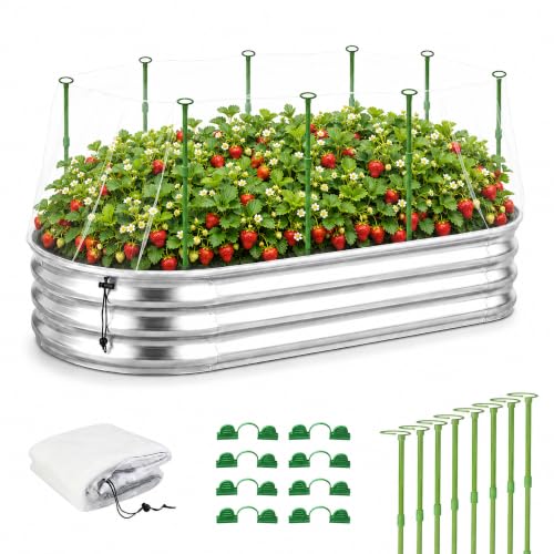 Garden Netting Kit for Raised Beds, 4.9 x 2.3 FT Fine Mesh Plant Cover with Support Stakes & 8 Clips, Wind-Resistant Insect Bird Barrier for Seedlings, Vegetables, Fruits & Patio Planters - size: 4.9×2.3 FT-Oval Shape