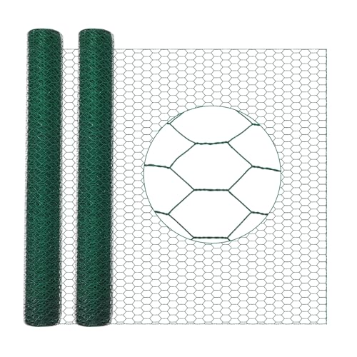 GlikCeil 36 in x 200 ft Chicken Wire Fencing Metal Floral Chicken Wire Mesh for Crafts Poultry Garden, 1 Inch Hexagonal Galvanized Hardware Netting for Poultry Coop Barrier Rabbit Cage (Green) - color: Green, size: 36 in X 200 ft