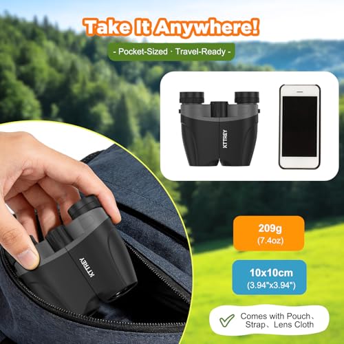 10x25 Compact Binoculars for Adults & Kids - High Power Mini Binoculars with BAK4 Prism & FMC Coating for Bird Watching, Hiking, Cruise Travel - Includes Carrying Case & Neck Strap
