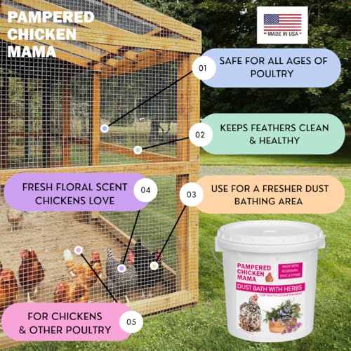 Pampered Chicken Mama Herbal Dust Bath for Chickens for Clean Feathers (8 pounds) | Natural Poultry Supplies for Chicken Coops (8 pounds)
