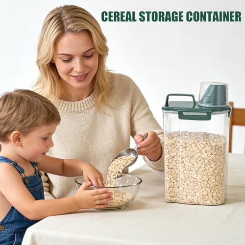 3 Lbs Pet Dog Food Storage Container for Bird Seed Rice Flour - Pine Green | Cat Food Containers with Collapsible Bowl for Travel Airtight 5 Lbs Rice Cereal Oatmeal Holder with Pour Spout Measuring Cup - color: Pine Green-3L