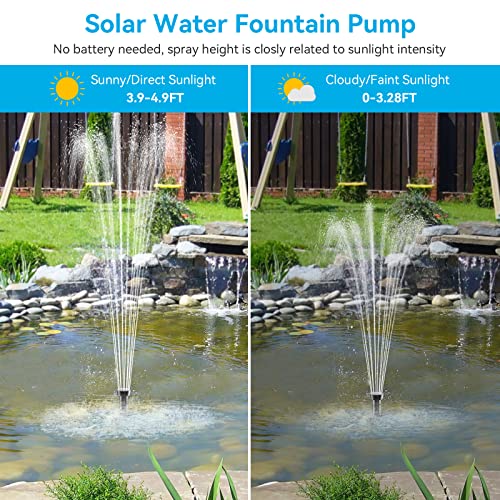 Solar Water Pump 12W, Solar Water Fountain Pump with 160GPH Submersible Pond Pump Adjustable Flow for Solar Fountain, Pond, Fish Tank, Garden, Pool, Water Features - size: 12W