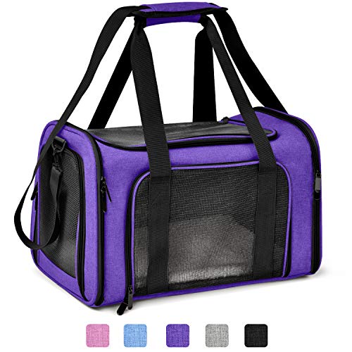 Henkelion Large Cat Carriers Dog Carrier Pet Carrier for Large Cats Dogs Puppies up to 25Lbs, Big Dog Carrier Soft Sided, Collapsible Travel Puppy Carrier - Large - Purple - color: Purple, size: 20.0"L x 13.0"W x 13.0"H
